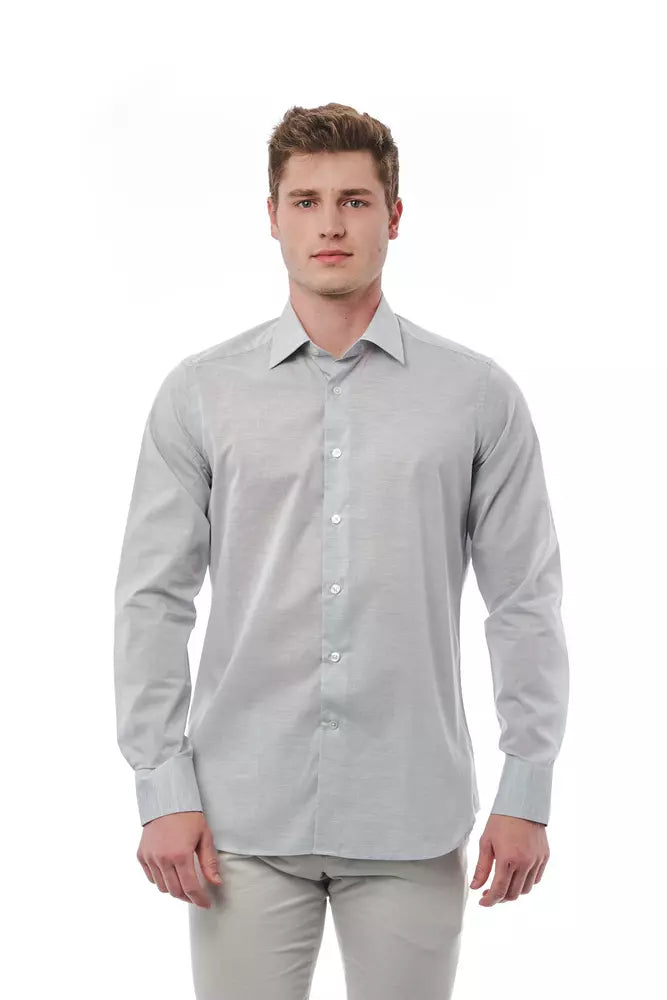Gray Cotton Men Shirt - ventzia