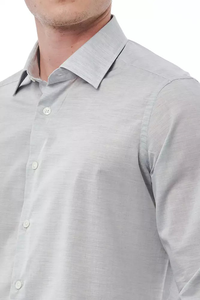 Gray Cotton Men Shirt - ventzia