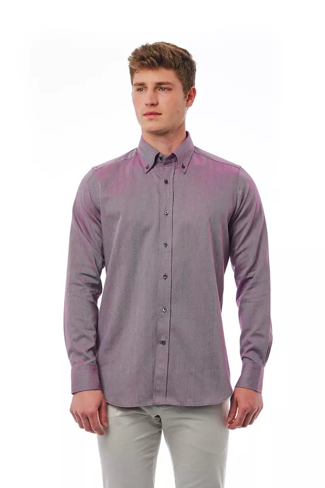 Burgundy Cotton Men Shirt - ventzia