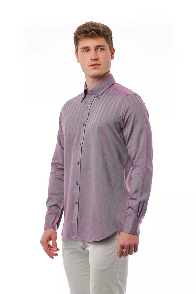 Burgundy Cotton Men Shirt - ventzia