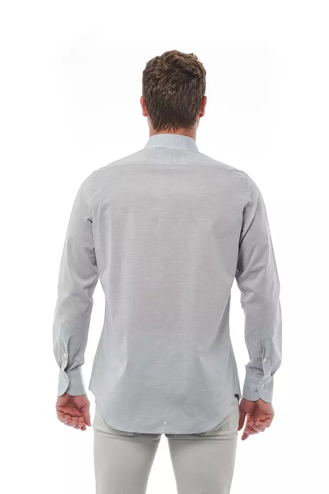Gray Cotton Men Shirt - ventzia