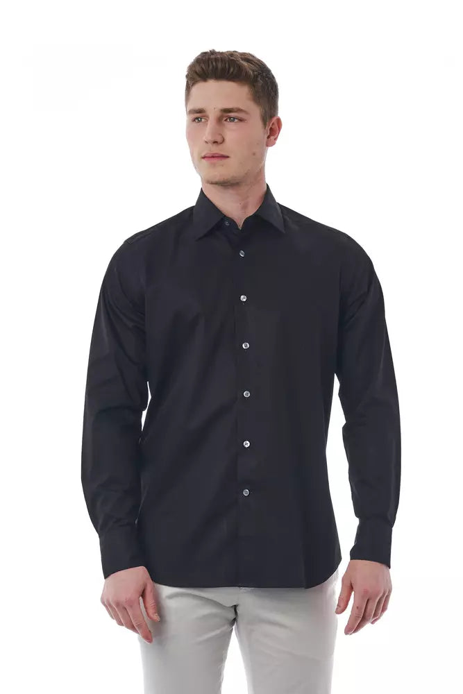 Black Cotton Men's Shirt - ventzia