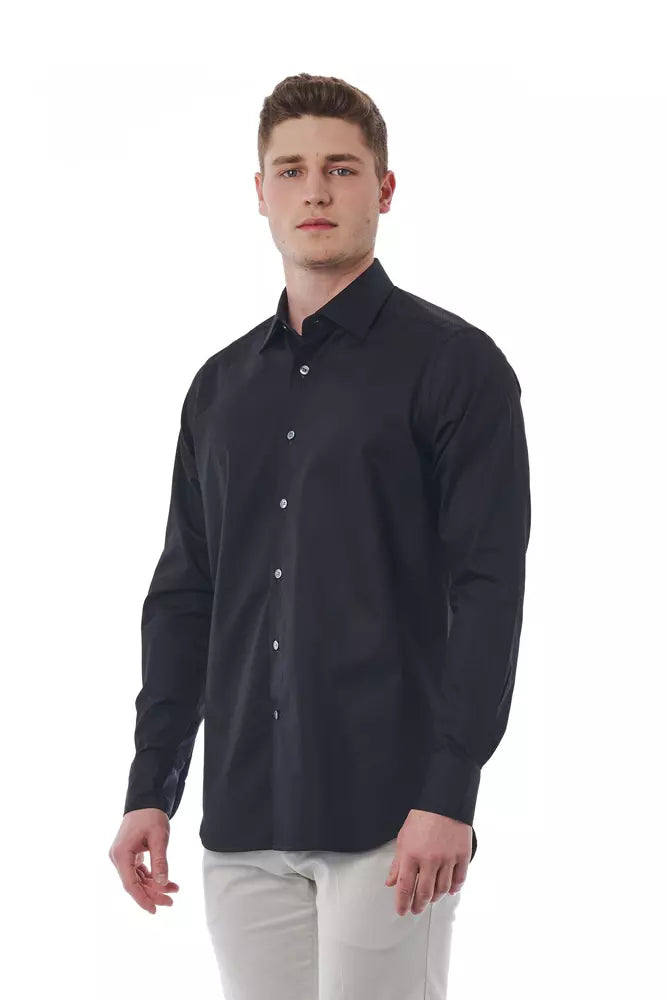 Black Cotton Men's Shirt - ventzia