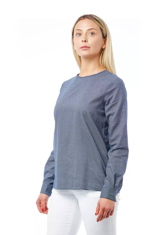 Blue Cotton Women Shirt - ventzia