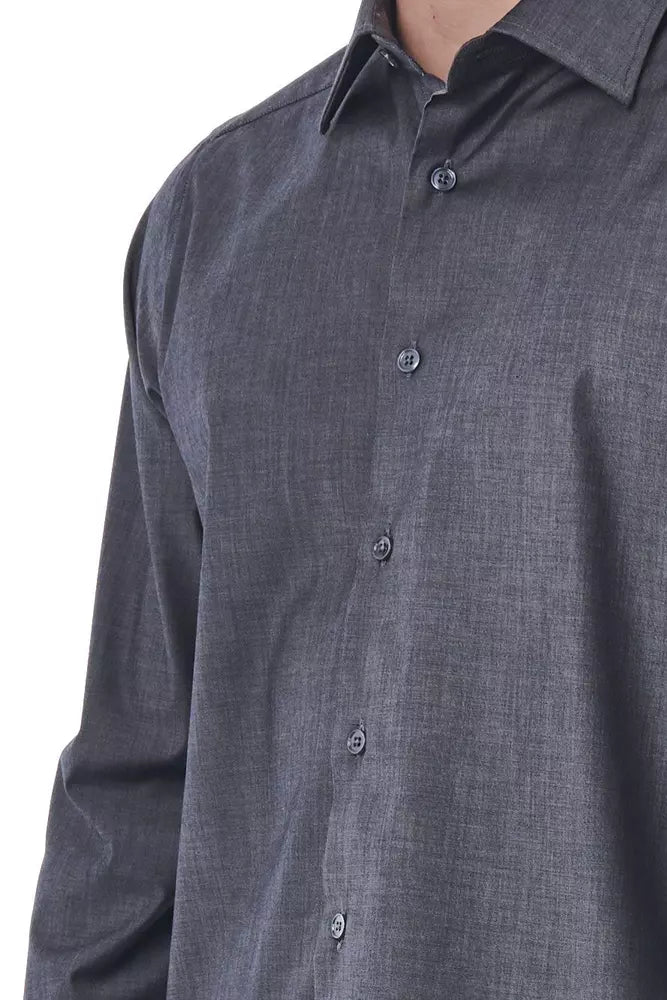 "Gray Cotton Men's Shirt" - ventzia