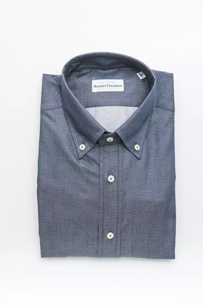 "Blue Cotton Men Shirt with Button Down Design" - ventzia