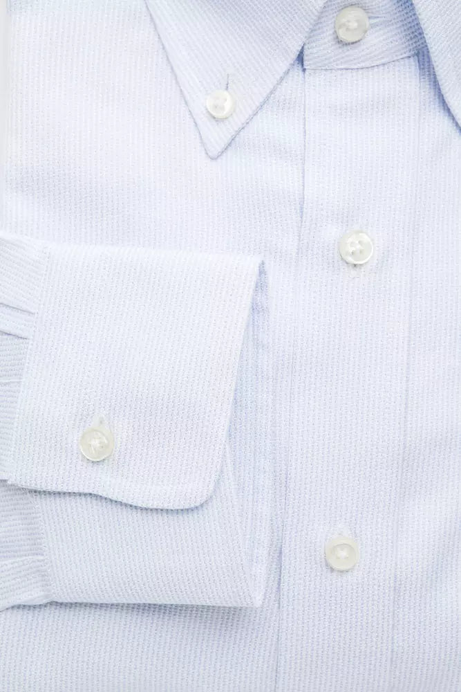 Light Blue Cotton Men Shirt - ventzia