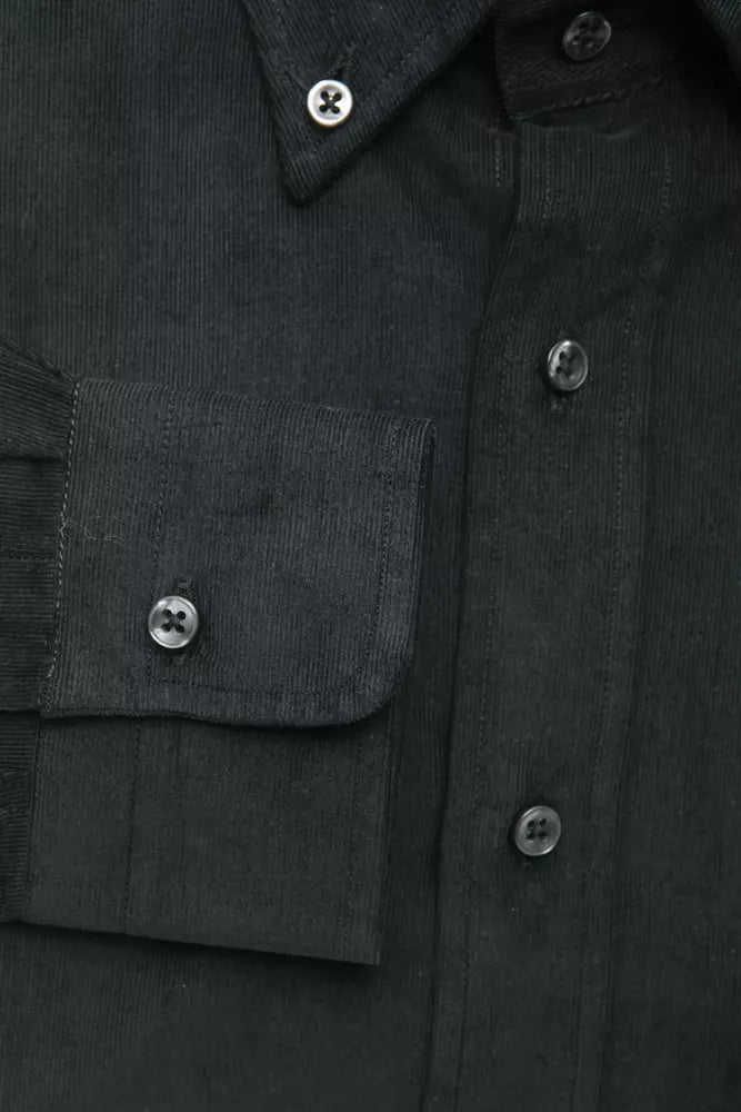 Black Cotton Men Shirt - ventzia