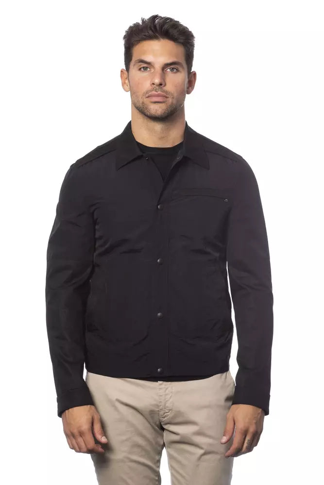 Black Cotton Men's Bomber Jacket - ventzia