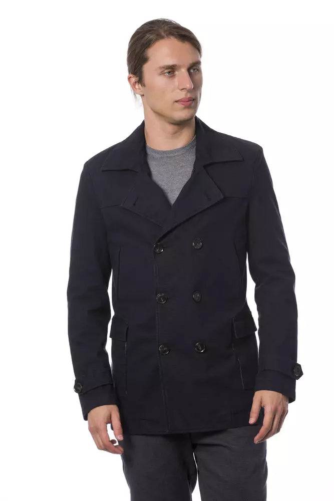 Elegant Double Breasted Blue Blazer - ventzia