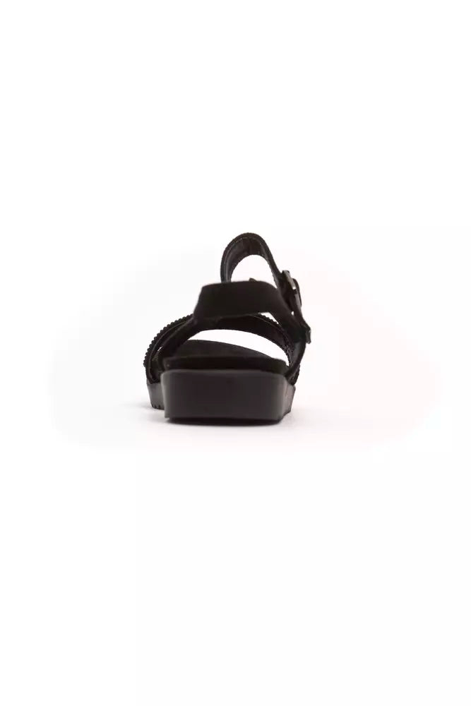 Black Textile Women Sandal - ventzia