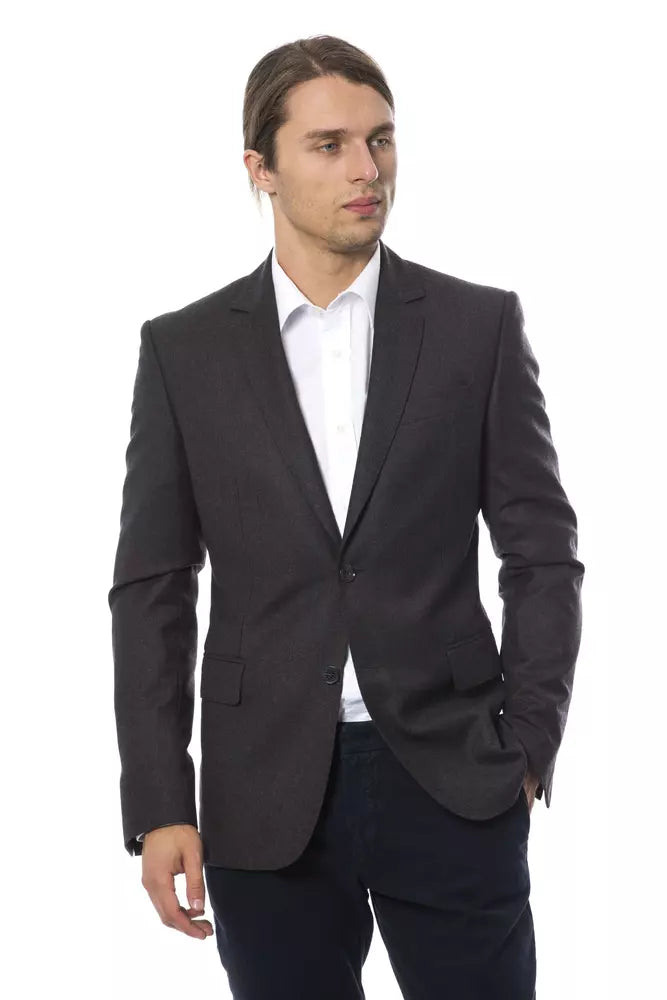 Gray Wool Men Blazer - ventzia