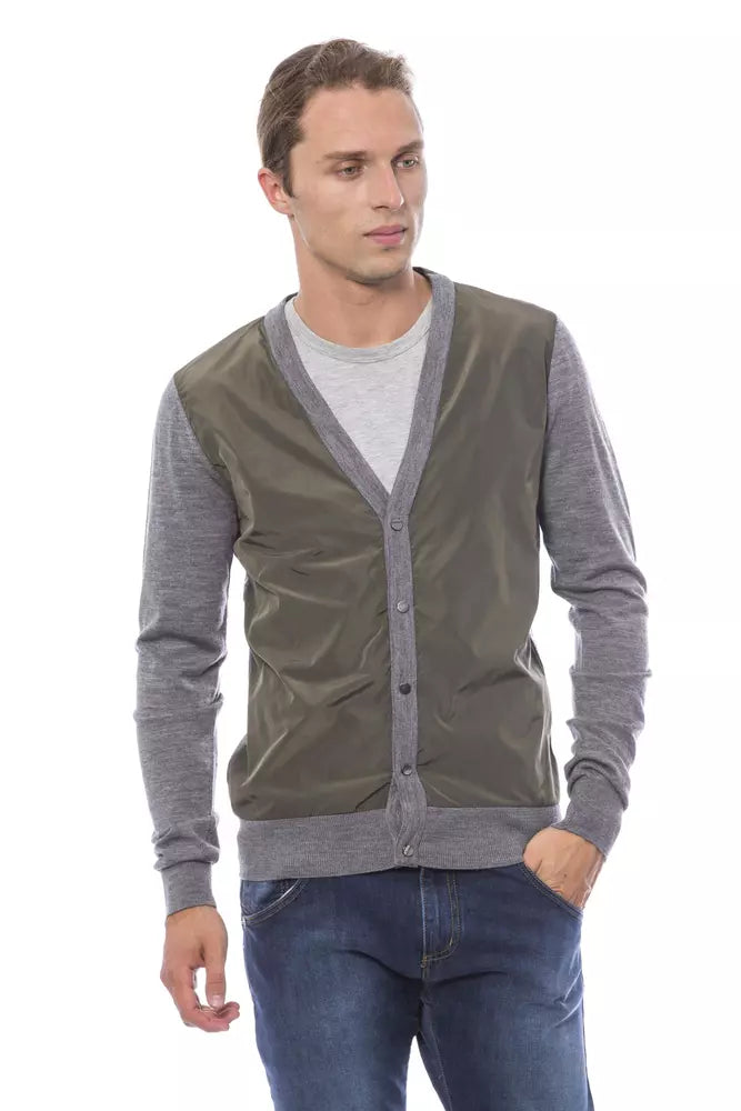 Gray Wool Men Cardigan - ventzia