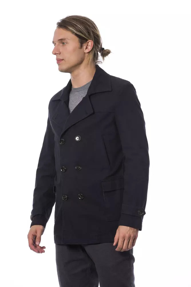 Blue Cotton Men Blazer - ventzia