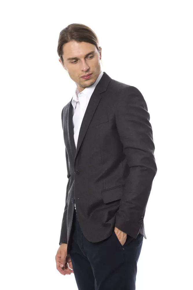 Gray Wool Men Blazer - ventzia