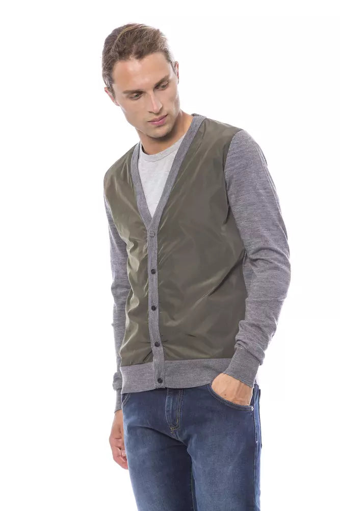 Gray Wool Men Cardigan - ventzia