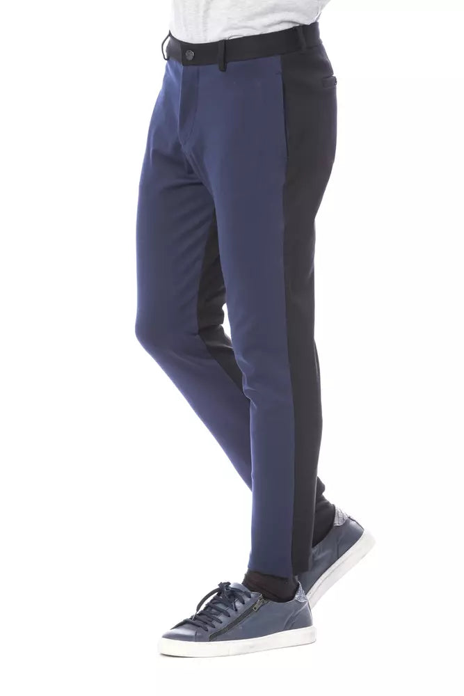 Blue Viscose Men Pant - ventzia