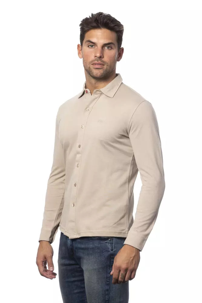 Beige Cotton Men Shirt - ventzia