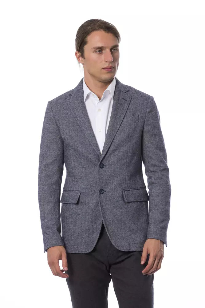 Elegant Blue Single Breasted Blazer - ventzia