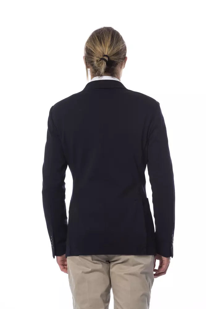Blue Viscose Men Blazer - ventzia
