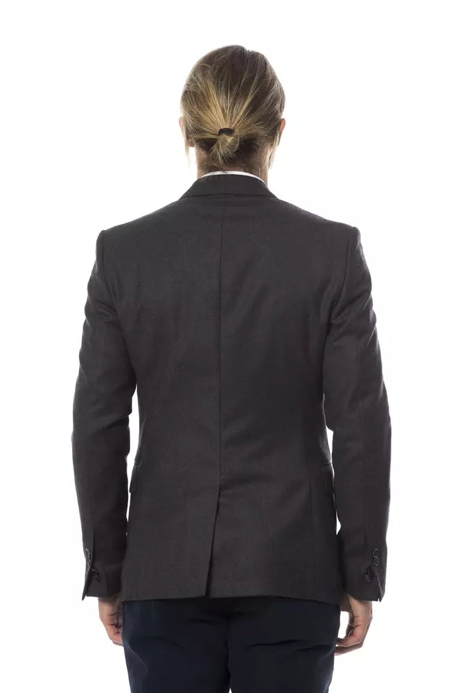 Gray Wool Men Blazer - ventzia