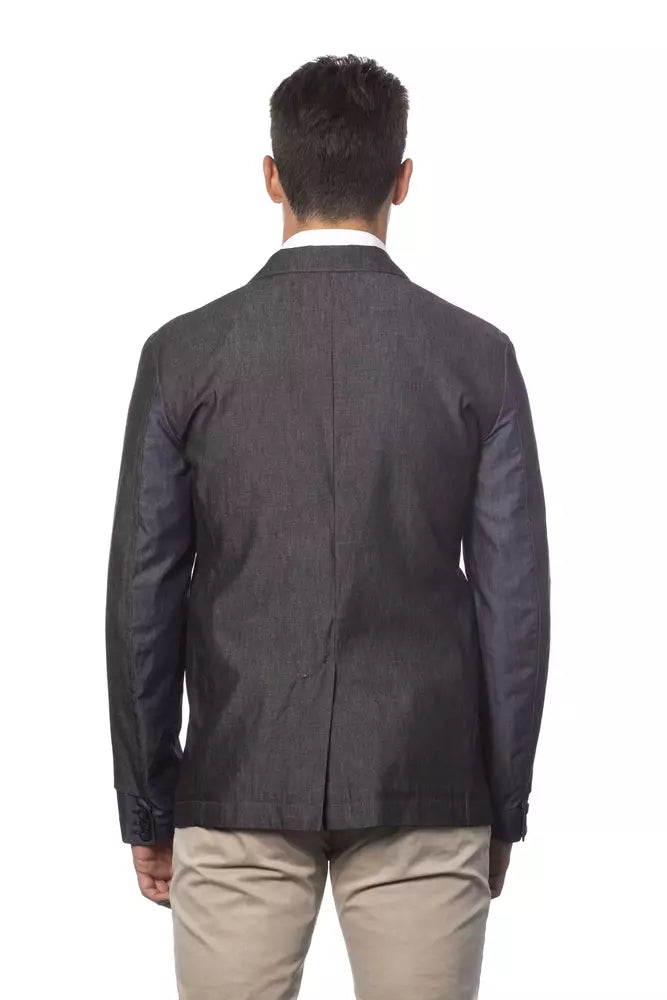Gray Cotton Men Blazer - ventzia