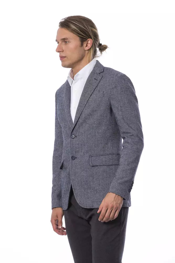 Elegant Blue Single Breasted Blazer - ventzia