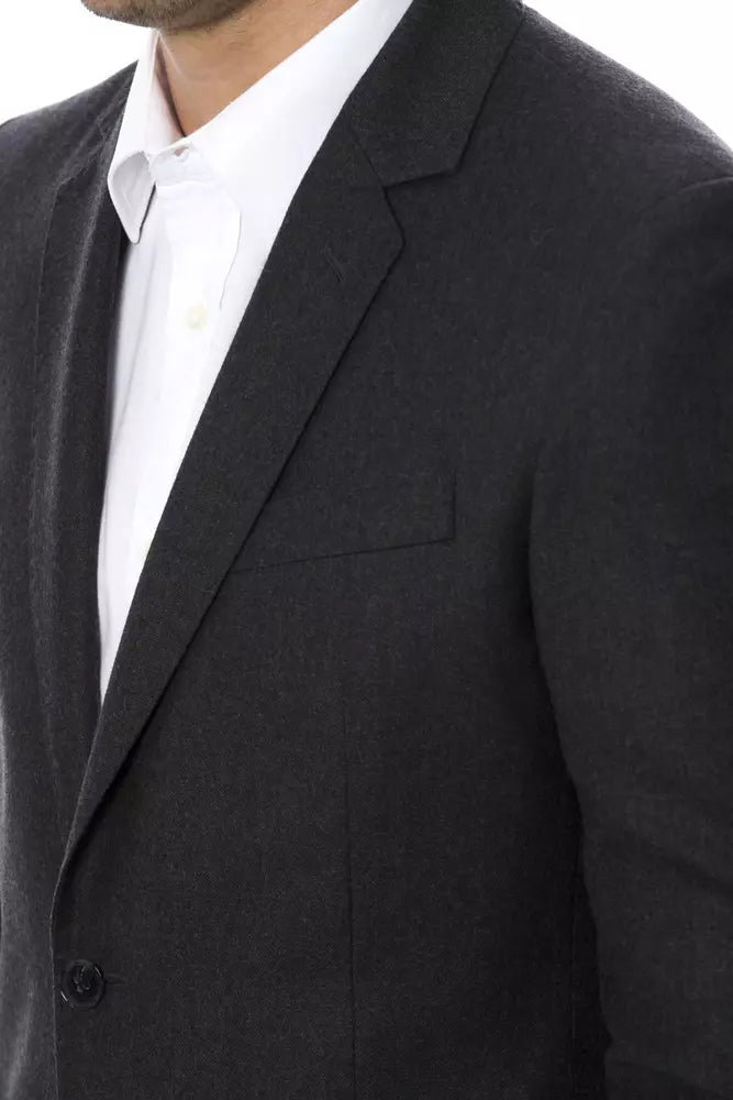 Gray Wool Men Blazer - ventzia