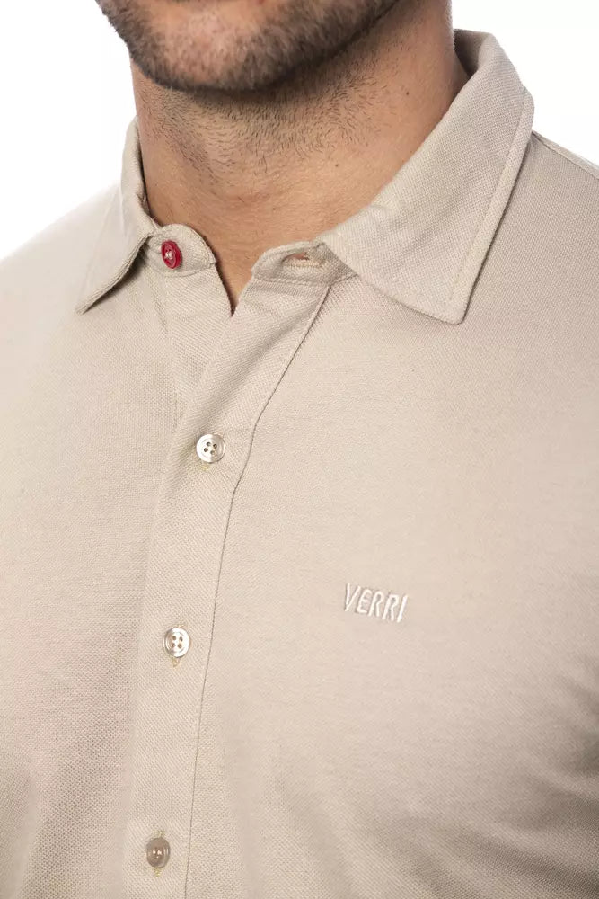 Beige Cotton Men Shirt - ventzia
