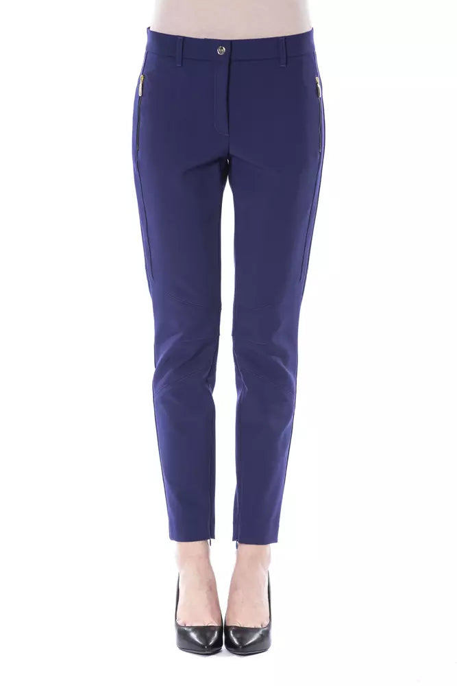 Blue Polyester Women's Slim-Fit Pant - ventzia