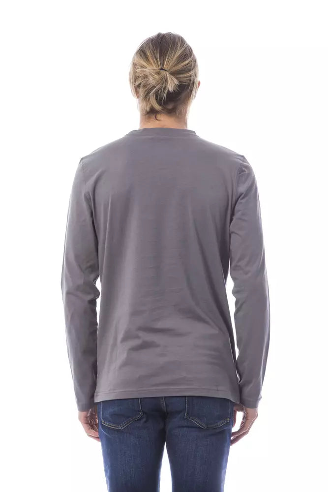 Gray Cotton Men T-Shirt - ventzia