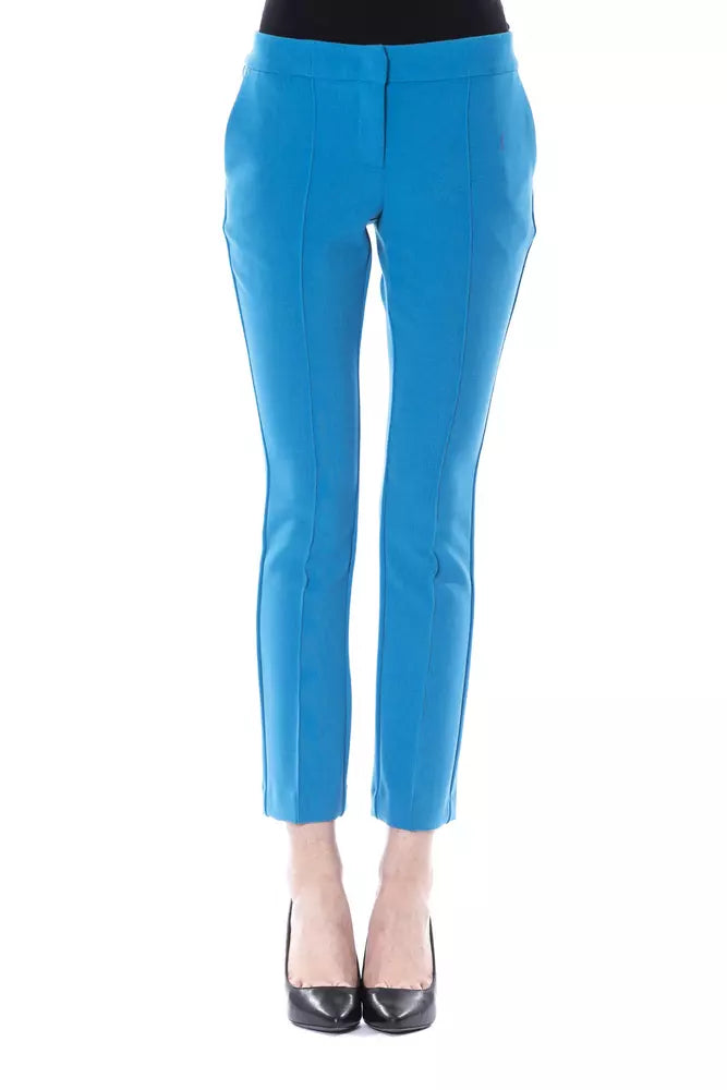 Light Blue Polyester Women Pants - ventzia