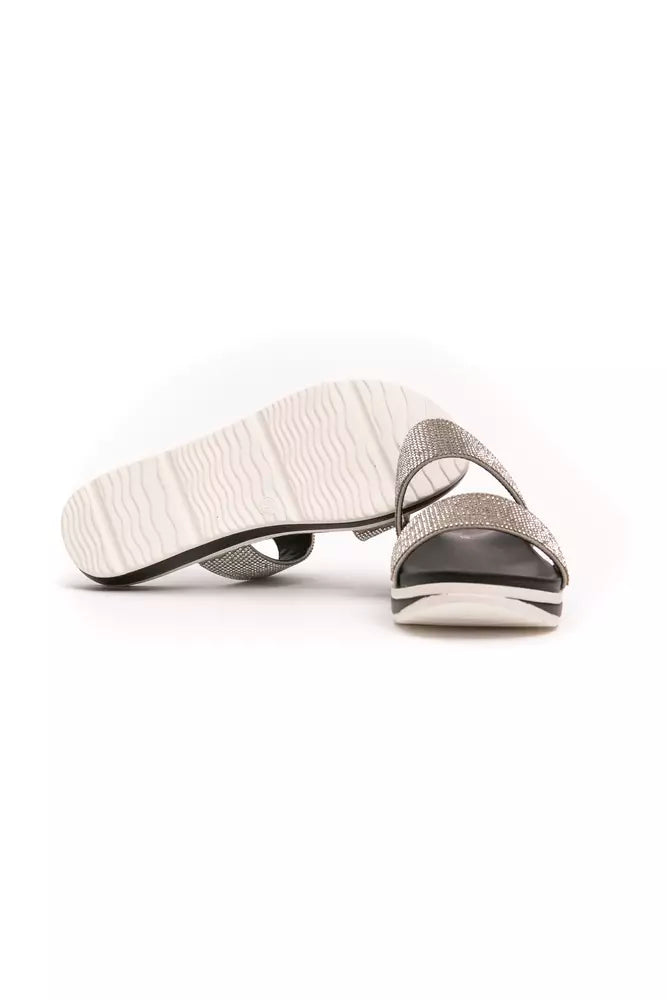 Silver Textile Women Sandal - ventzia