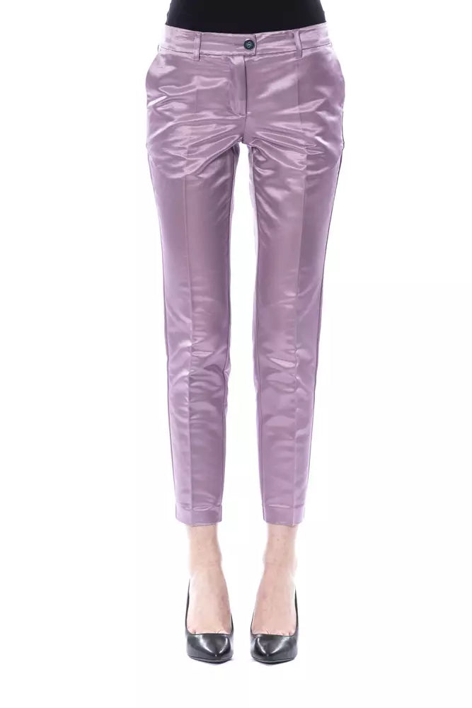 Purple Cotton Women Pants - ventzia