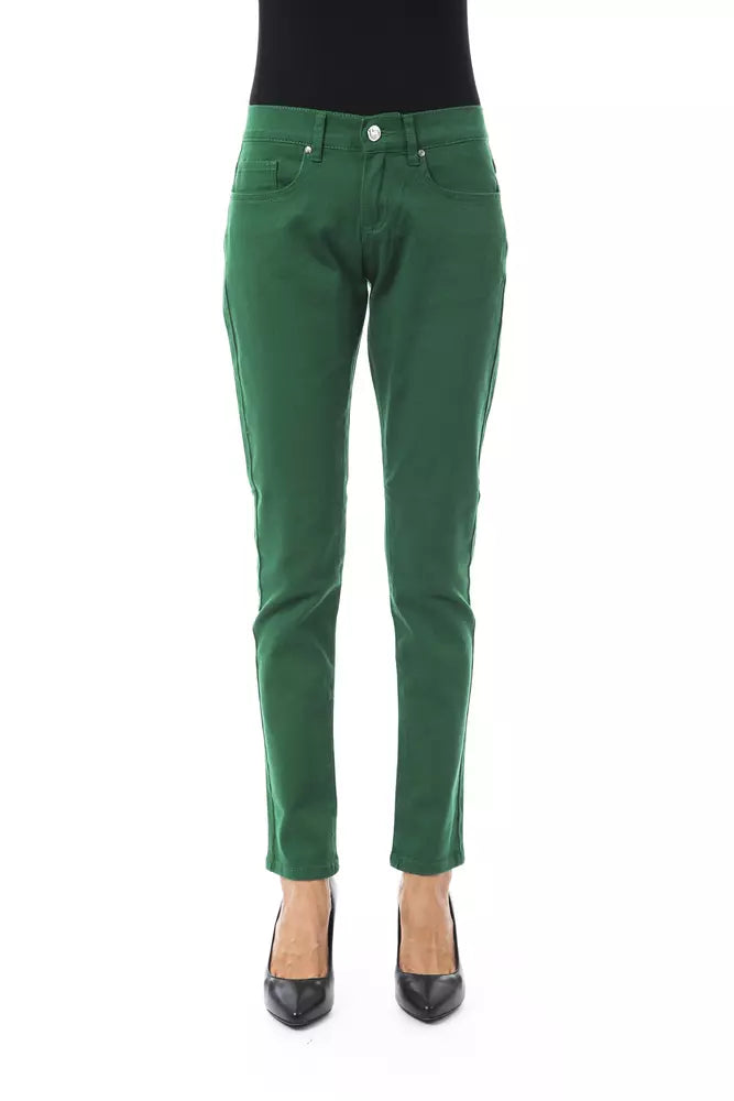 Green Cotton Women Pants - ventzia