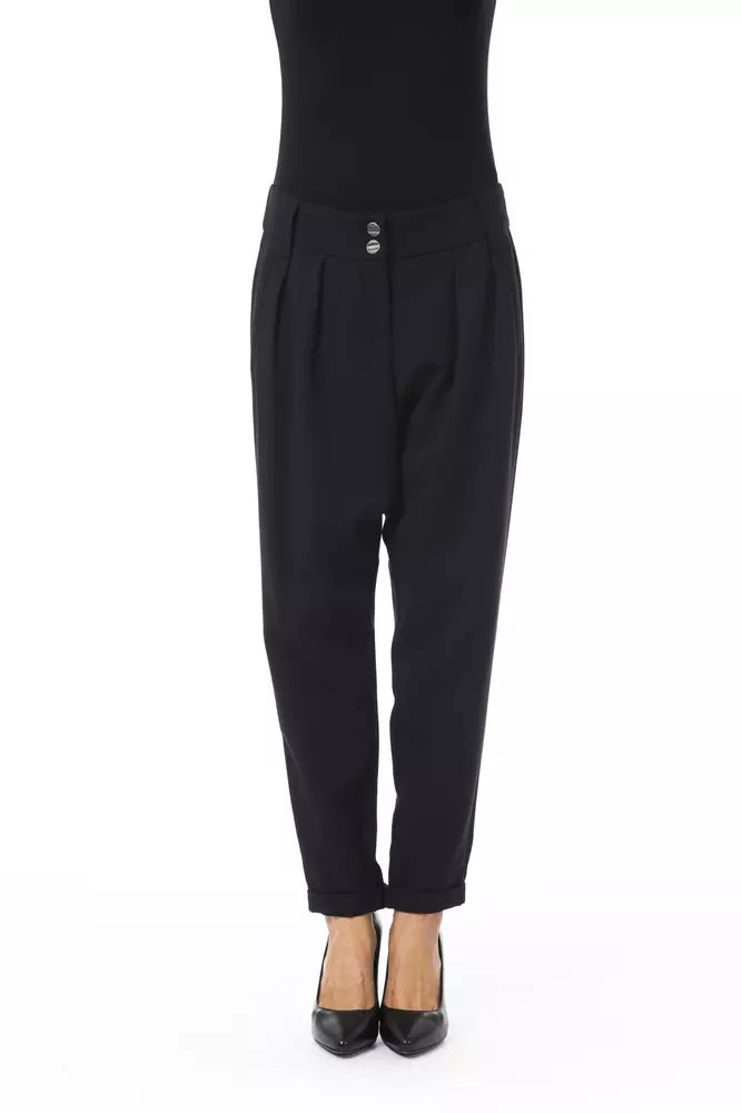 Black Polyester Women Pant - ventzia