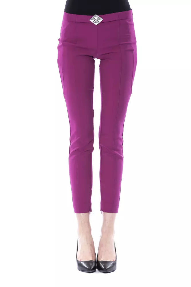 Purple Polyester Women Pants - ventzia