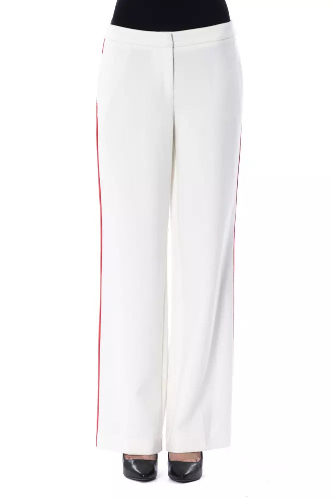 White Polyester Women's Pants - ventzia