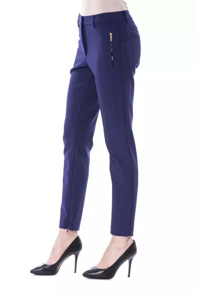 Blue Polyester Women's Slim-Fit Pant - ventzia