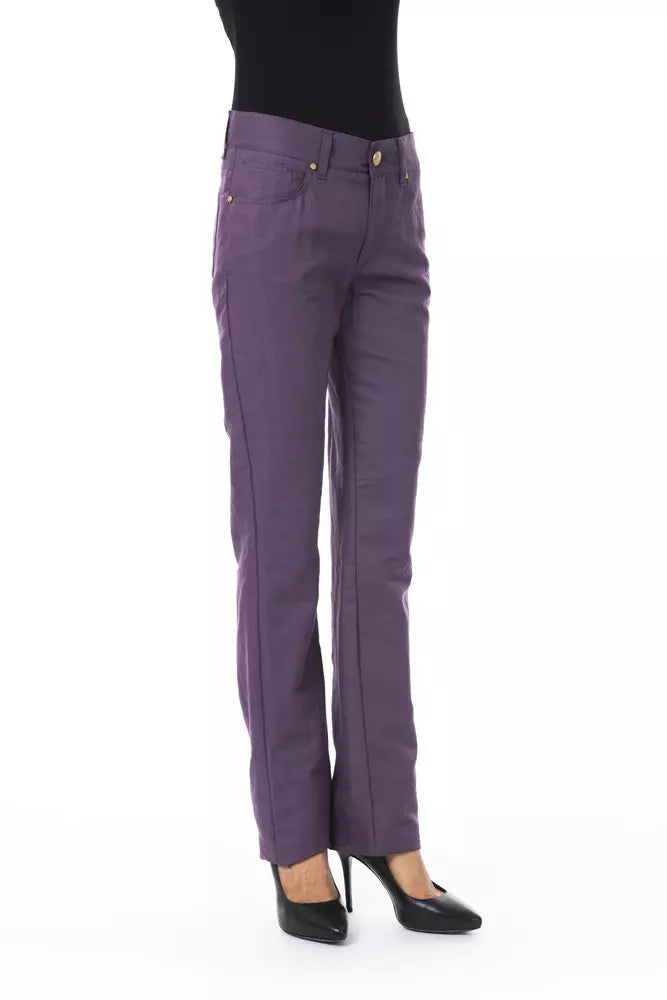 Purple Cotton Women Pant - ventzia