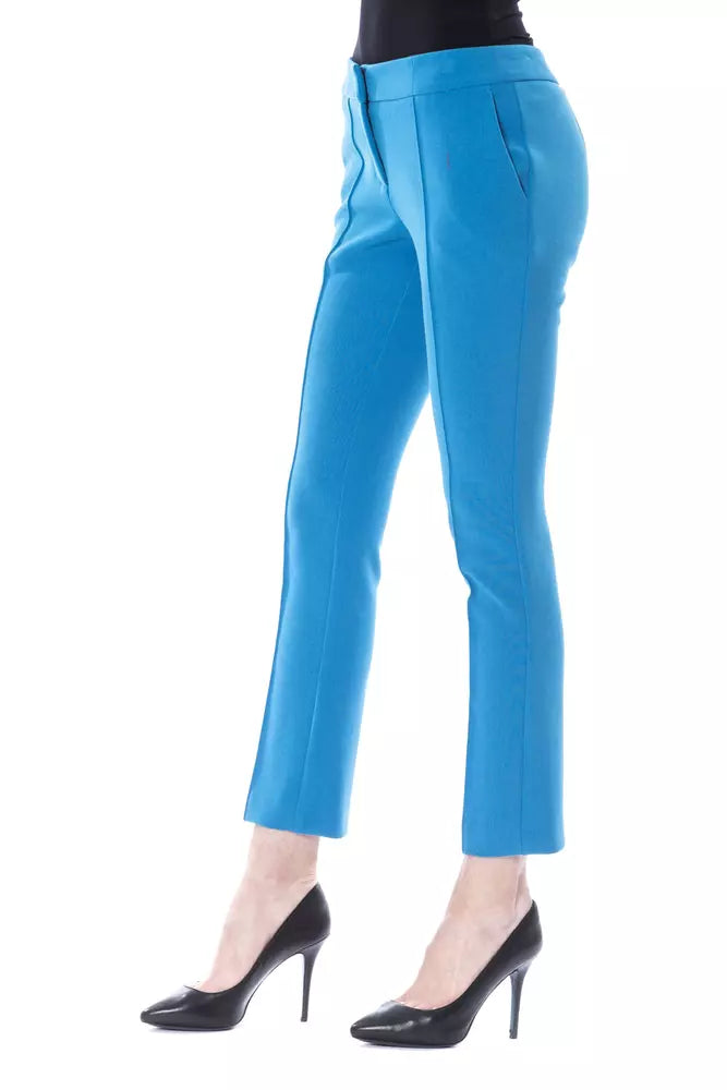 Light Blue Polyester Women Pants - ventzia