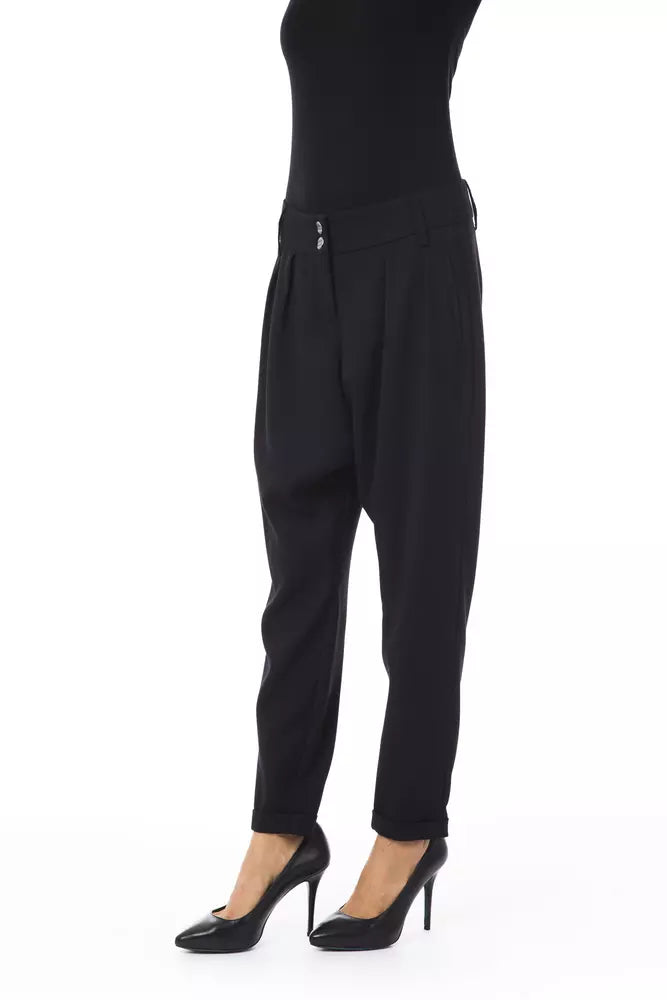 Black Polyester Women Pant - ventzia