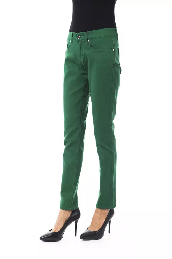 Green Cotton Women Pants - ventzia