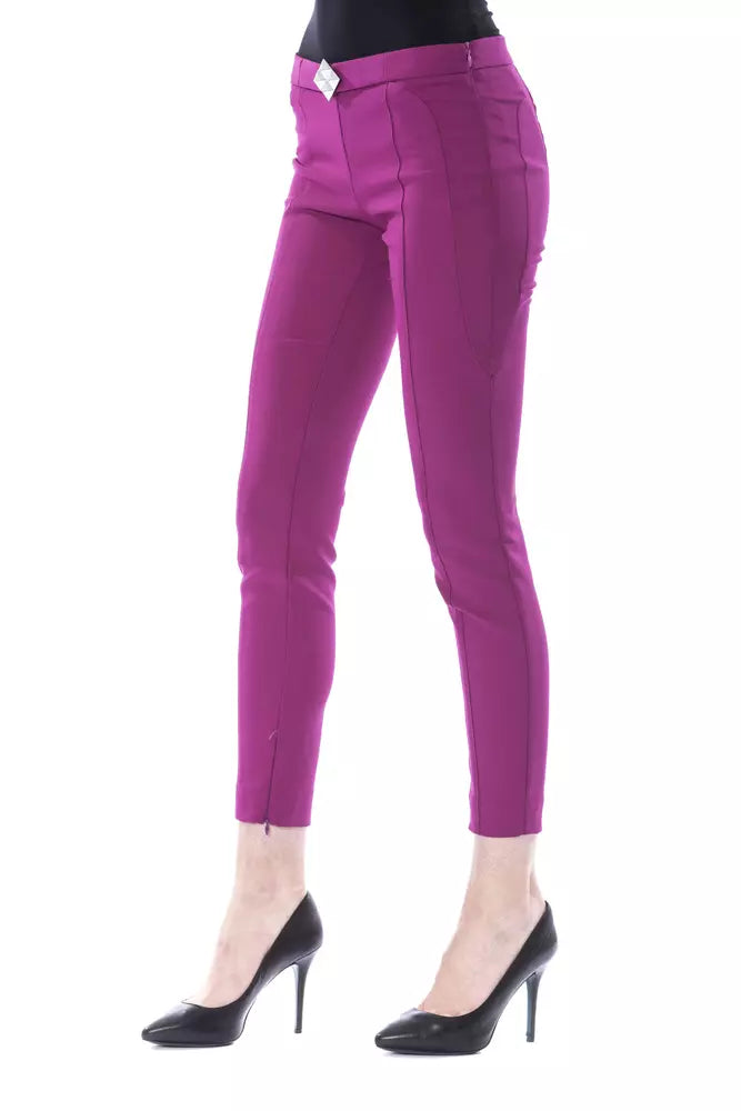 Purple Polyester Women Pants - ventzia