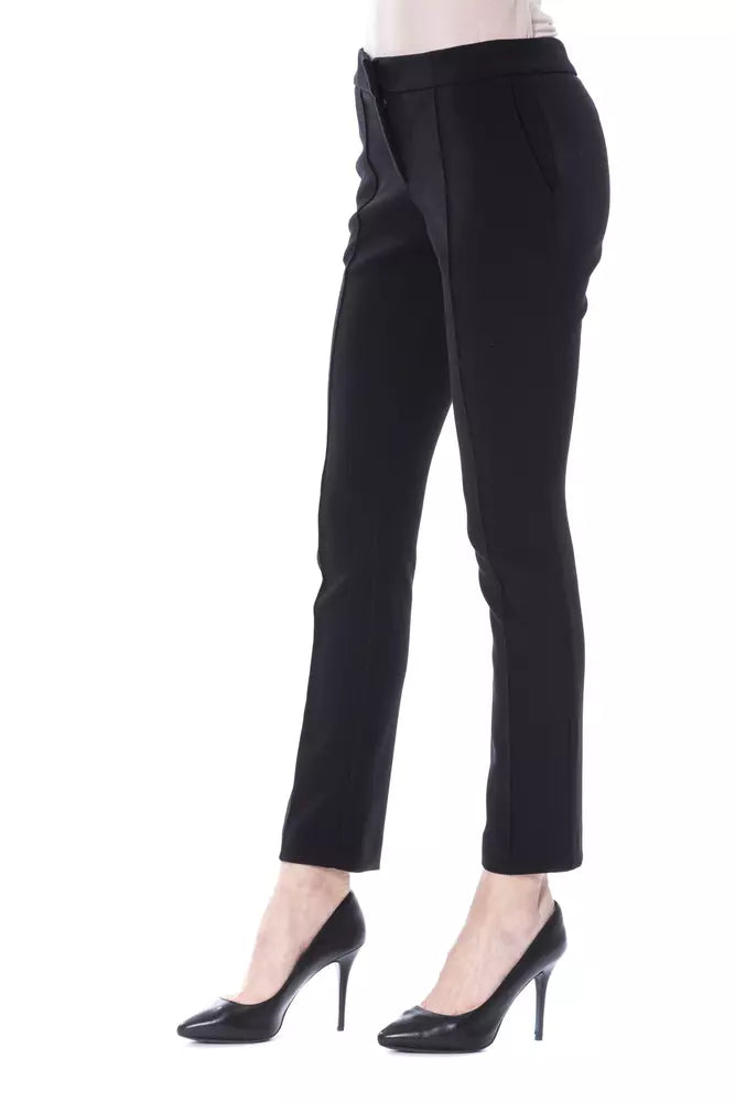 Black Polyester Women's Skinny Pant - ventzia