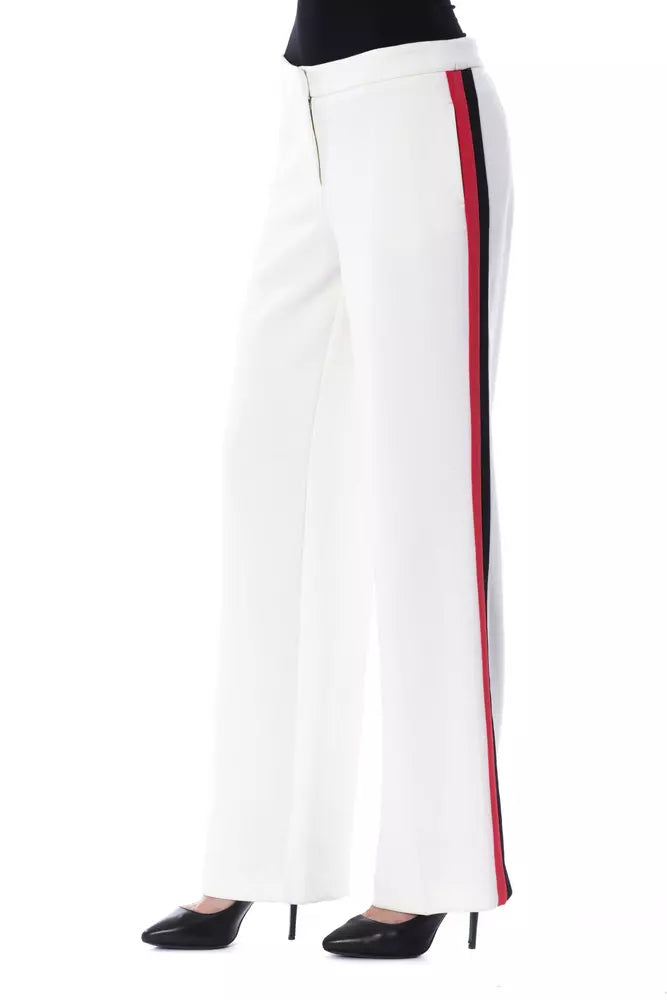 White Polyester Women's Pants - ventzia