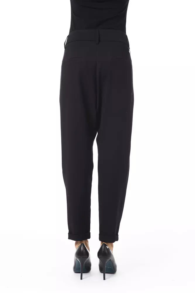 Black Polyester Women Pant - ventzia