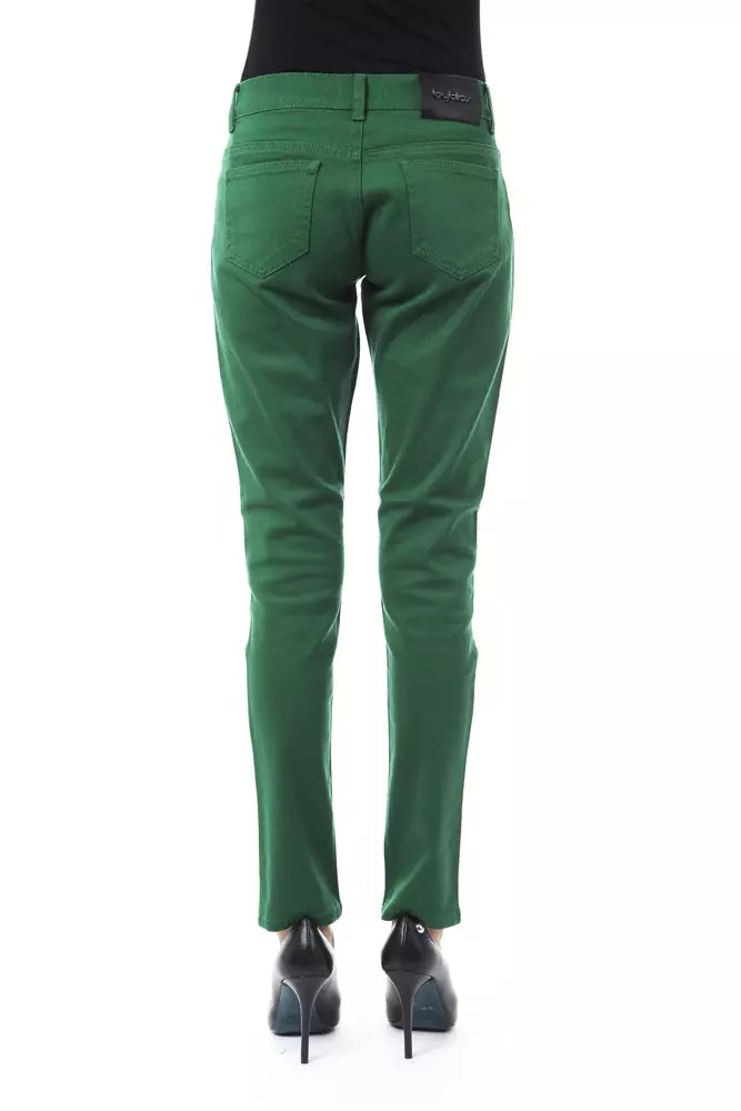 Green Cotton Women Pants - ventzia