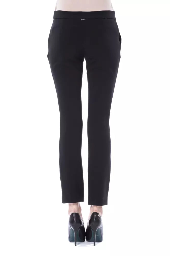 Black Polyester Women's Skinny Pant - ventzia