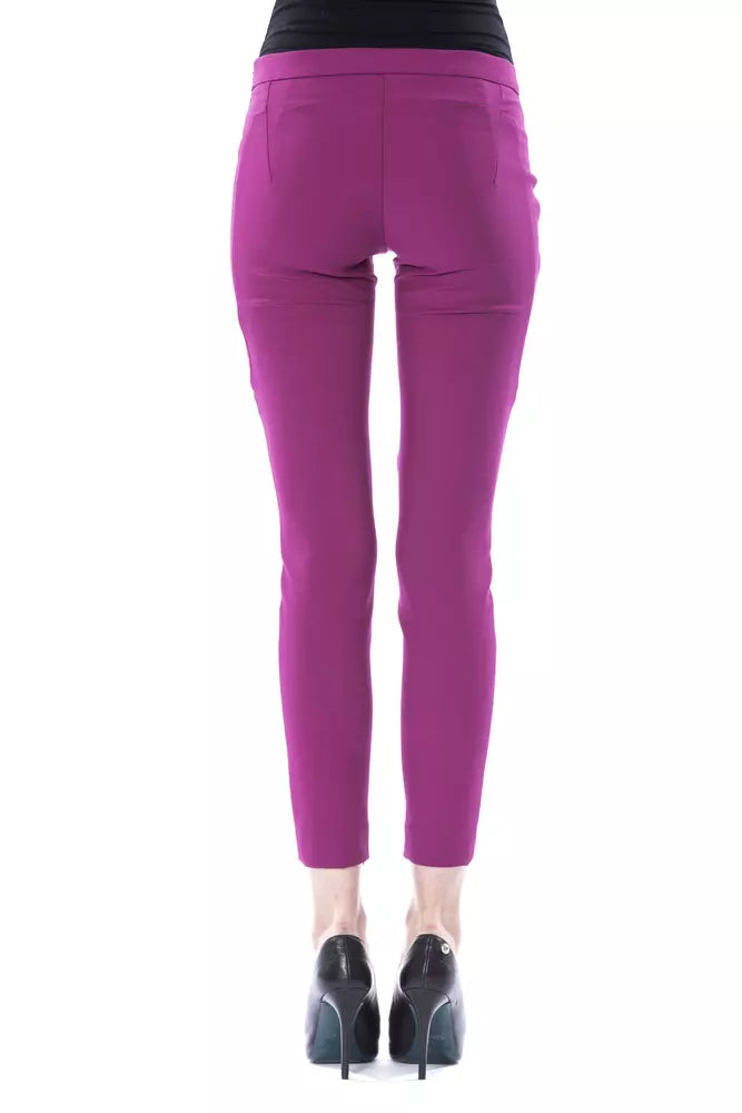 Purple Polyester Women Pants - ventzia